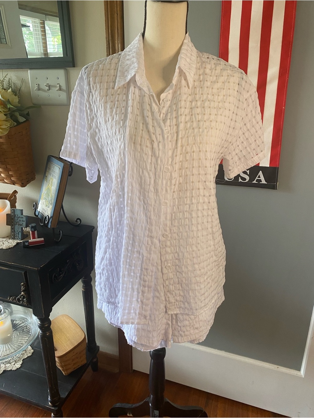 Women’s White Athletic Shorts — Lightweight Textured Summer Short